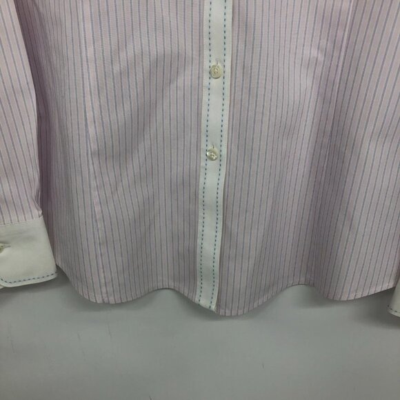 Brooks Brothers Light Pink Pinstriped Button up Long Sleeve Dress Shirt size 14 - Picture 6 of 15